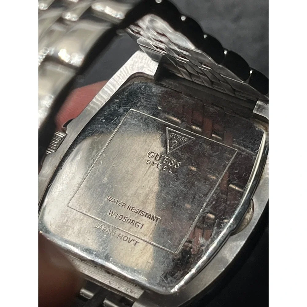 GUESS Men's Stainless Steel Watch Water Resistant Tonneau W10508G1(need battery)